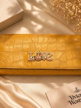 Vivienne Westwood Yellow Croc-Embossed Leather Wallet